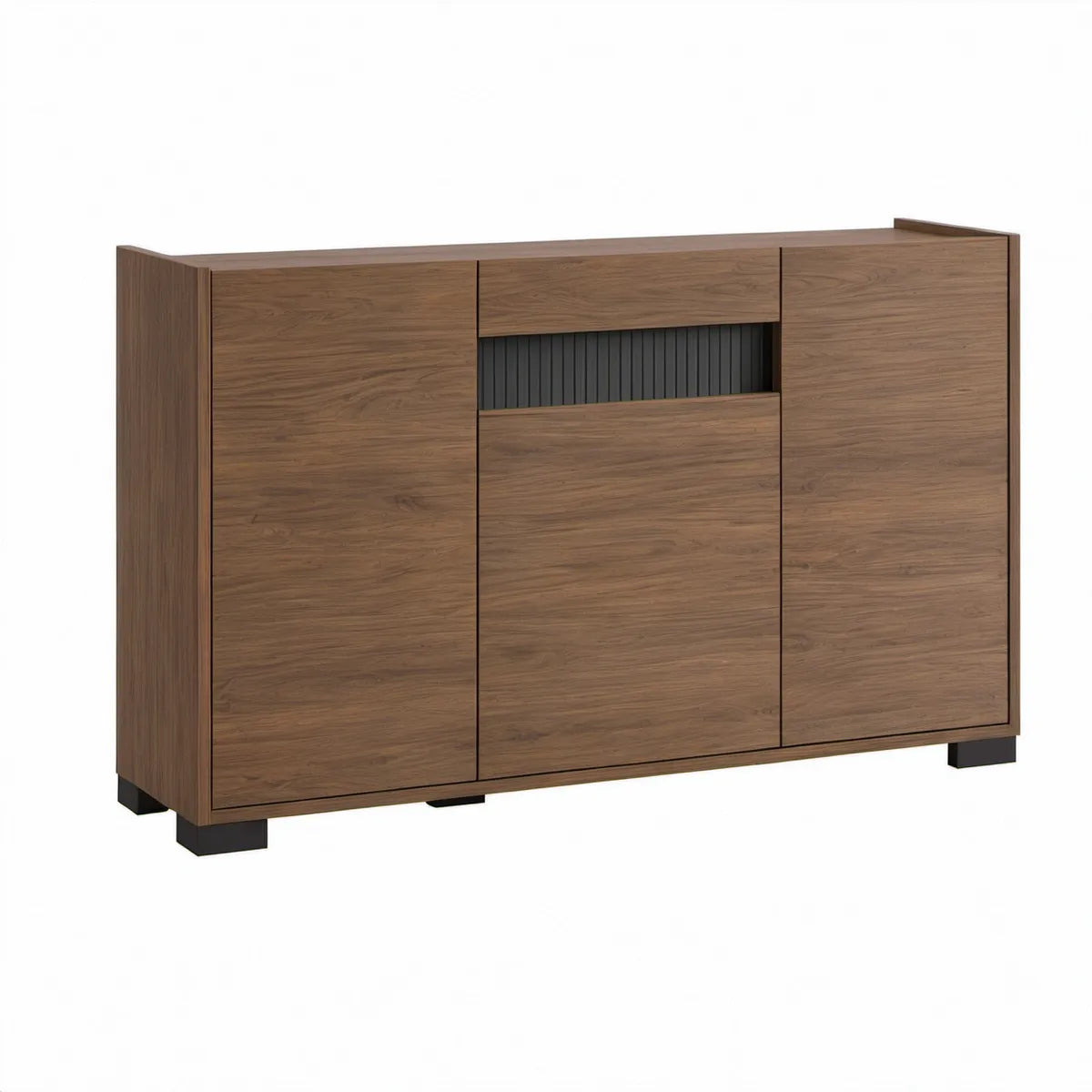 Příborník se 2 dvířky a 2 zásuvkami v dekoru ořechu a černé barvě, 160 × 40 × 100 cm